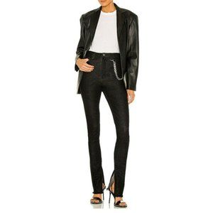 WeWoreWhat High Waist Black Jeans Slit Frayed Hem